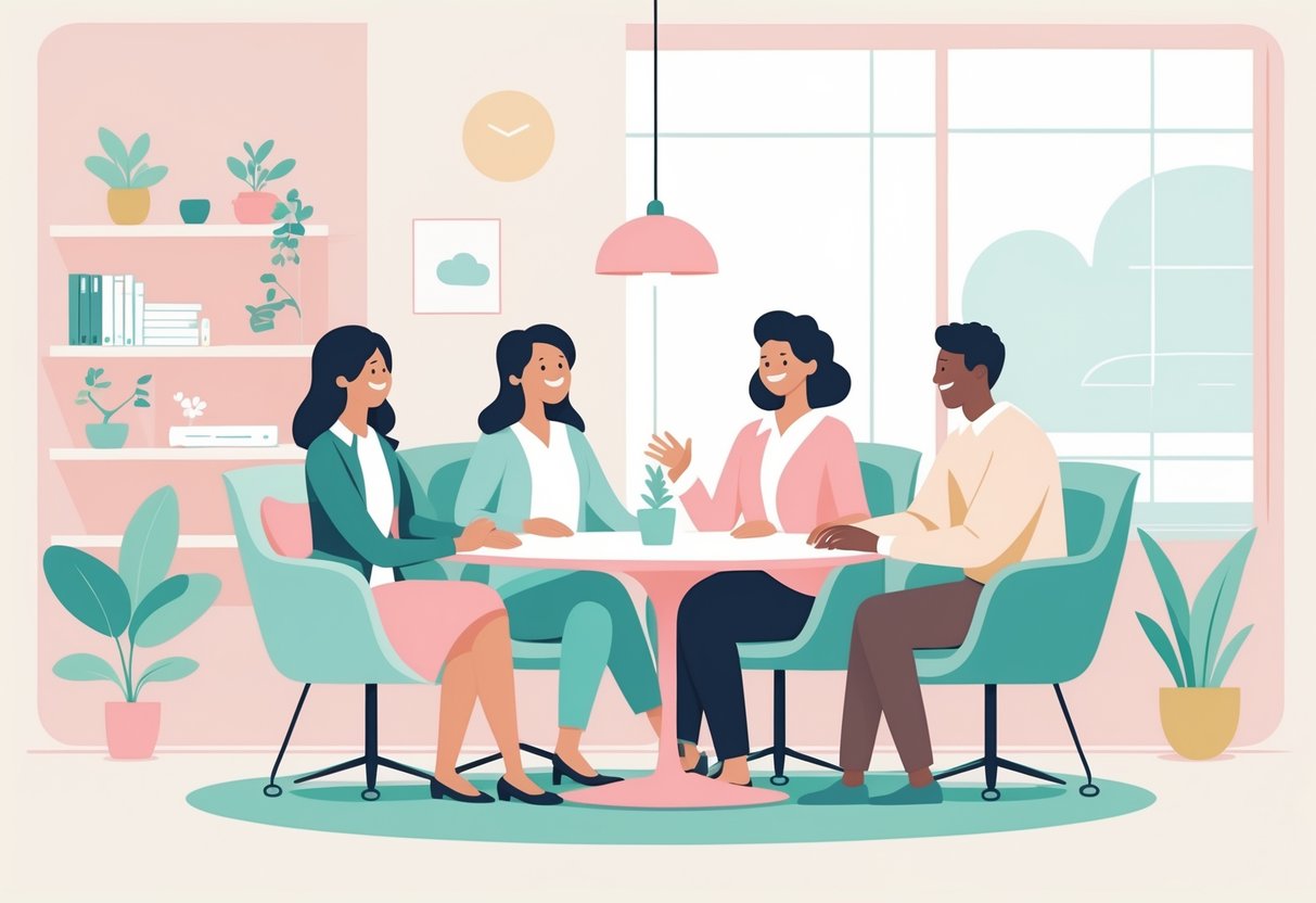 Employees collaborating, receiving recognition, and enjoying a group activity.