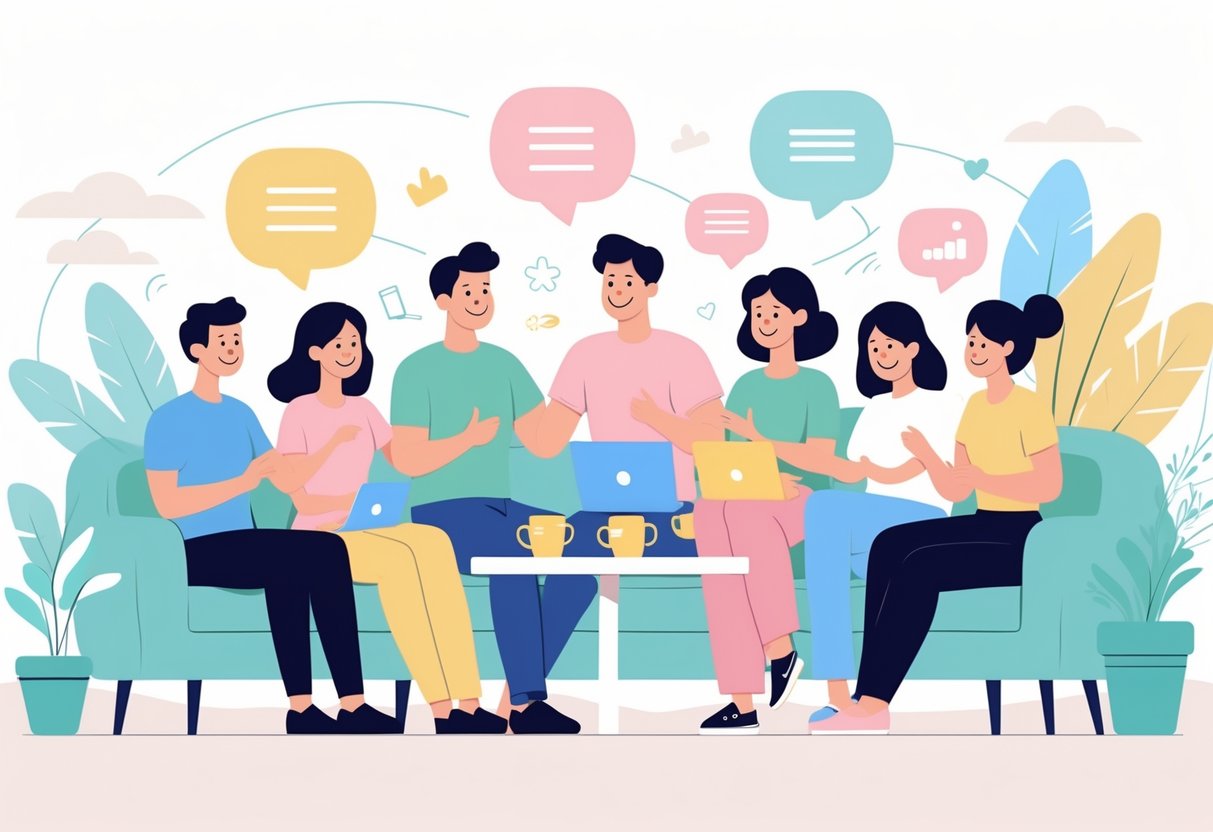 People working together, sharing appreciation, and enjoying a team activity in a friendly workplace.