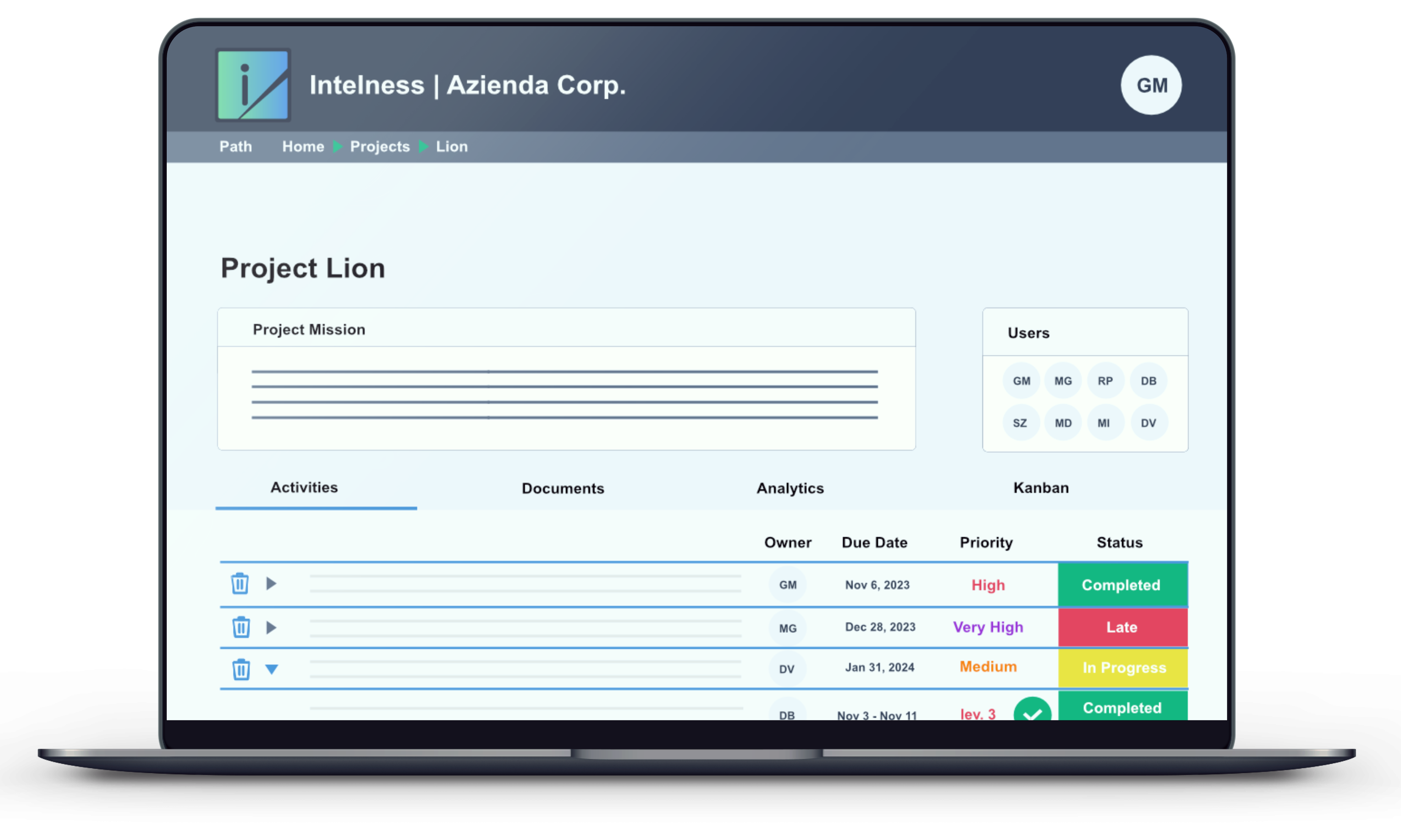 Gestisci i progetti aziendali risparmiando tempo, denaro ed energie grazie al software di project management integrato in Intelness